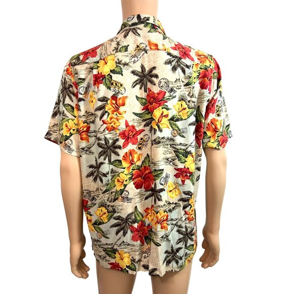 Lands’ End Men’s Vtg Hawaiian Shirt M Short Sleeve Collared Button Up Tropical - Picture 3 of 16